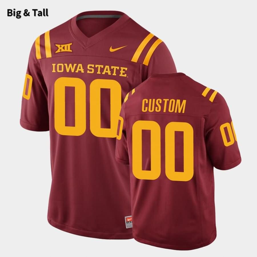 Iowa State Cyclones Men's #00 Custom Nike NCAA Authentic Cardinal Big & Tall College Stitched Football Jersey CF42S26LP